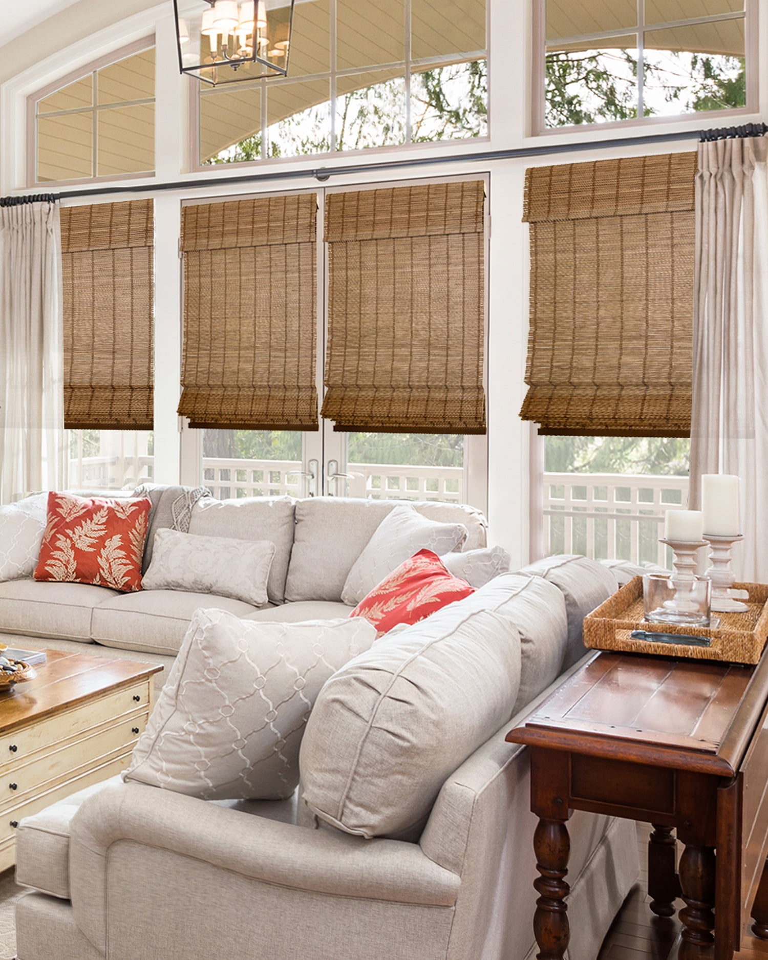Chicology 35"W x 64"H Elk Cordless Bamboo Shades, Natural Woven Wood, Light Filtering, Safe for Kids & Pets
