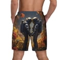thumbnail image 2 of Lsque Mens Swim Trunks Romantic Flower Astronaut Couple Pattern - Bathing Suit Compression Liner - Beach Swim Shorts Swimwear - (S-3XL) - Stretch Quick Dry -Small, 2 of 9