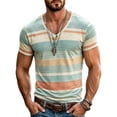 thumbnail image 2 of Mens V Neck T Shirts Striped Short Sleeve T-Shirts Casual Slim Fit Lightweight Summer Tops Fashion Beach Vacation Shirts, 2 of 5