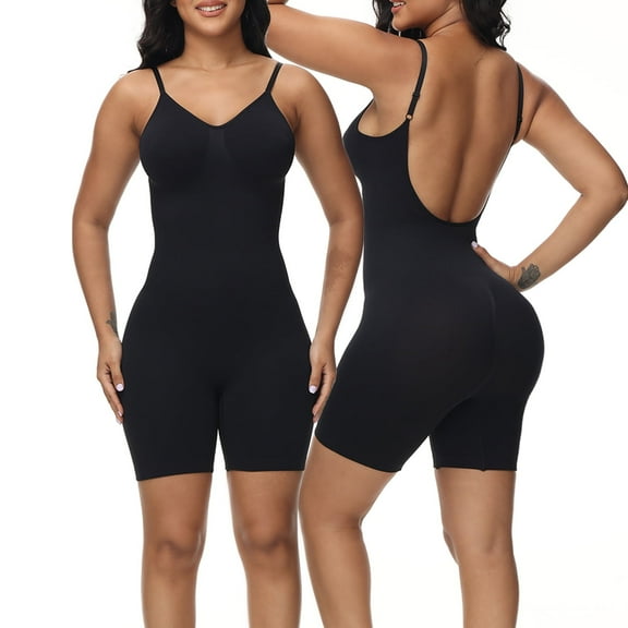 POP CLOSETS Low Back Shapewear for Women Tummy Control Seamless Bodysuit Sculpting Body Shaper