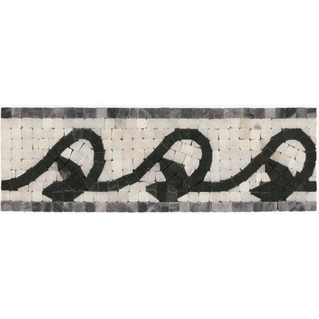 Shaw Floors Mosaic 4'' x 12'' Vine Listello Tile Accent in Black / White