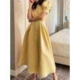 thumbnail image 2 of Women Elegant Long Dresses Summer Fashion Puff Sleeve O Neck Slit Dresses Chic Slim High Waist Large Swing A Line Dress VestidosS&China Gao Jinjia LED, 2 of 2
