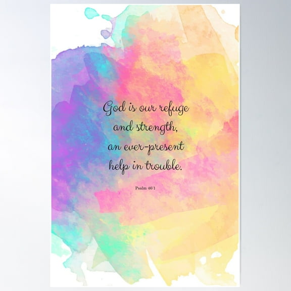 Psalm 46:1, God Is Our Refuge Bible Quote Poster Wall Art, Modern Wall Decor For Living Room Bedroom, 8x12 UNFRAMED