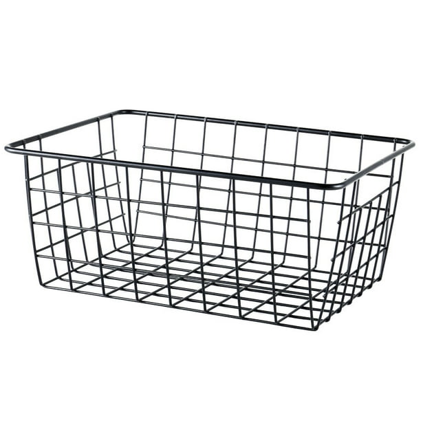 Wire Storage Baskets, Farmhouse Metal Wire Basket Freezer Storage Organizer  Bins With Handles(blac