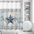 thumbnail image 2 of No Hook Shower Curtain, Texas Star Blue Shower Curtains for Bathroom with See Through Top Window, Farmhouse Country Branches Wooden Grain Waterproof & Washable Bath Curtain 60"x72", 2 of 9