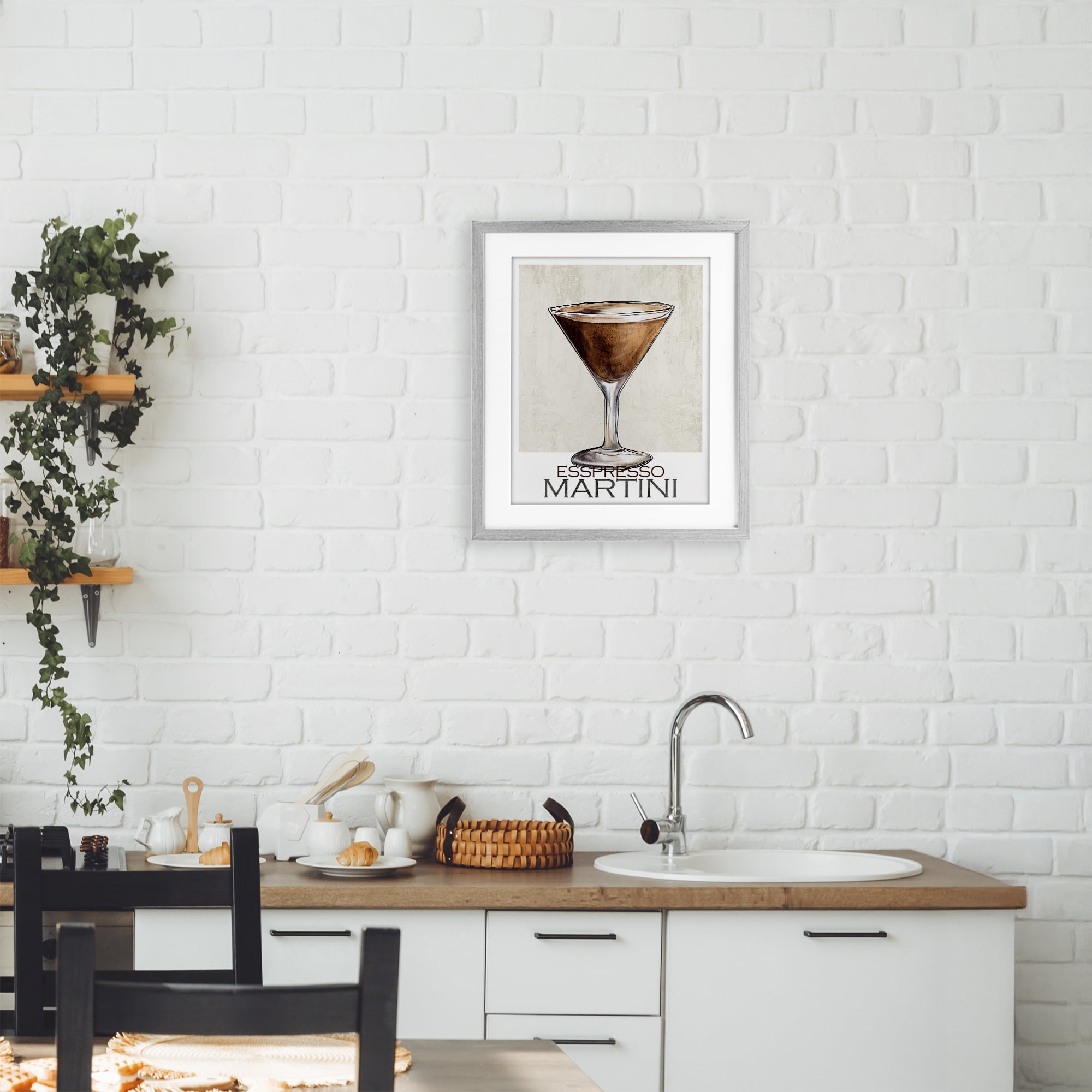 Stupell Industries Sophisticated Espresso Martini Gray Framed Print Under Glass, design by Kim Allen