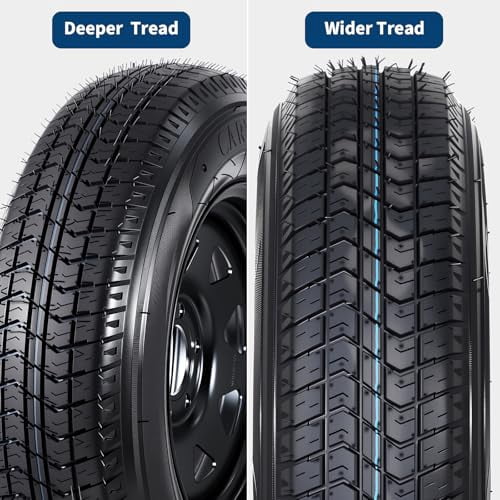 Garvee 2-Pack ST205/75D15 Trailer Tires and15" Rims, 5 Lug on 4.5" Bolt Pattern, 6PR Load Range C, Heavy Duty 205 75 15 Trailer Tires Rims for Utility, Boat, Camper, Cargo Trailers