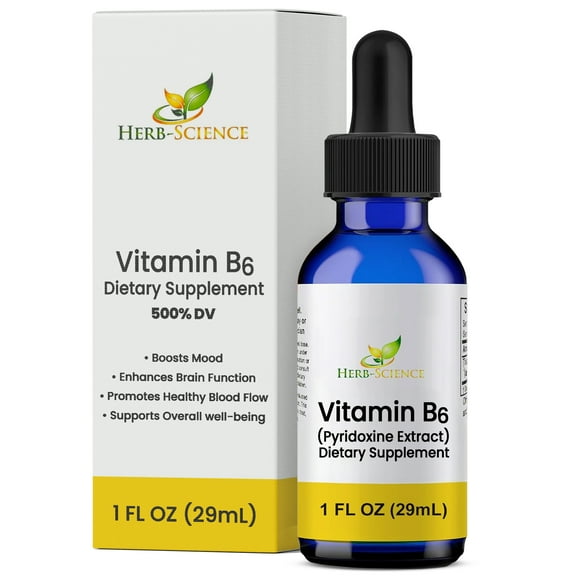 Liquid Vitamin B6 Drops Extract, Alcohol Free, 1 oz - Herb-Science