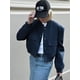 thumbnail image 5 of HH TRAF 2024 Chaqueta bomber corta de color liso para mujer, de primavera, con bolsillos, cuello redondo, manga larga, botones, abrigos ajustados, ropa de calle, top elegante, 5 of 5