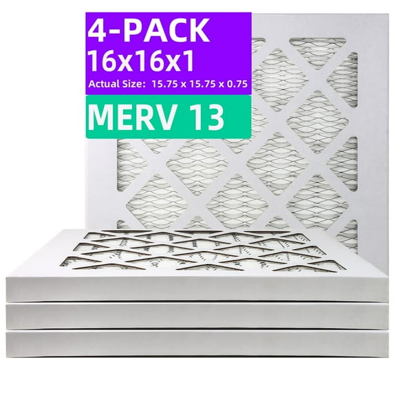 Qingzhug 16x16x1 MERV 13 (4-Pack) Pleated Air Filter (Actual Size: 15.75"" x 15.75"" x 0.75"") MPR 1900 & FPR 10 Furnace Air Filters