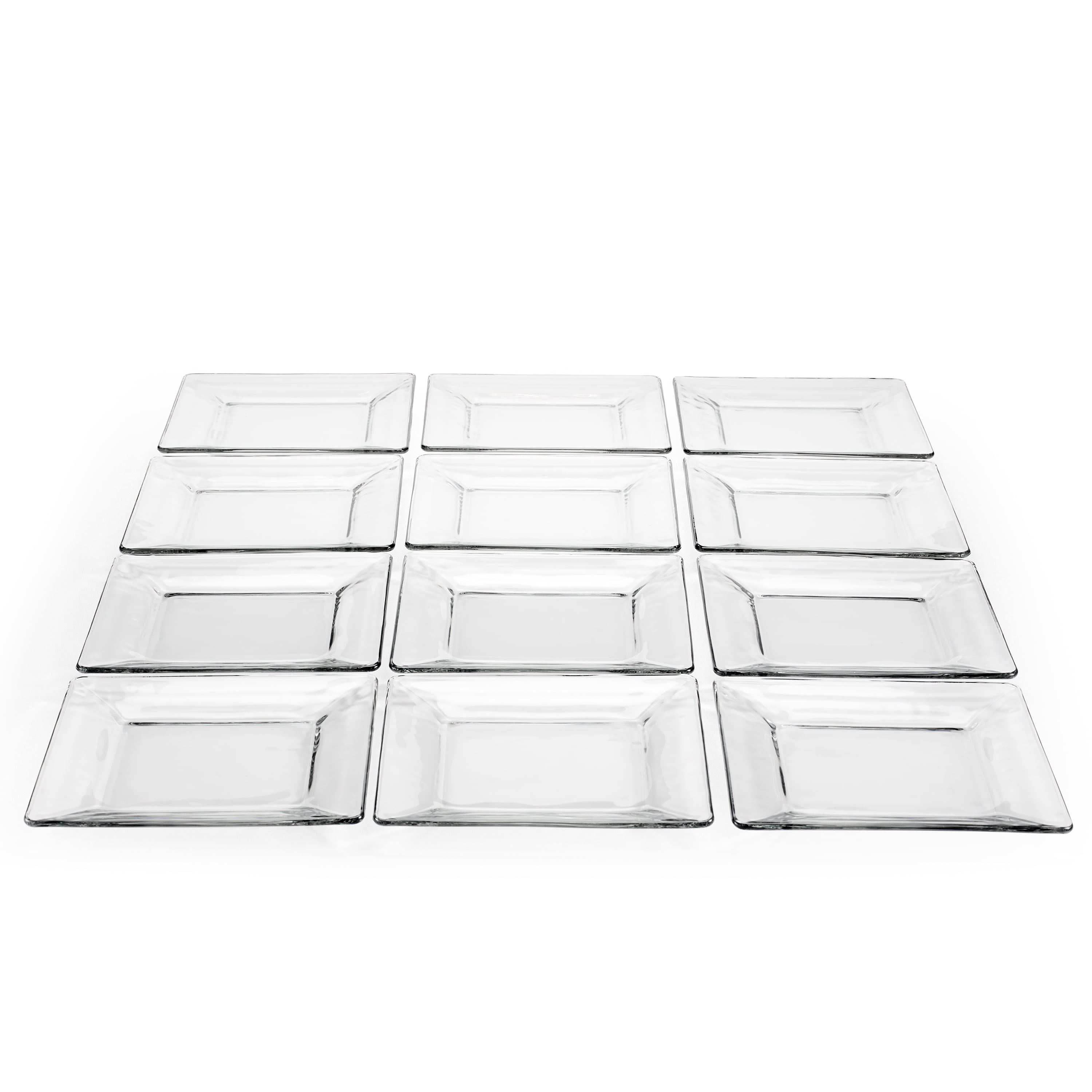 Mainstays Square Glass Appetizer Salad Plates Catering Pack, Set of 12