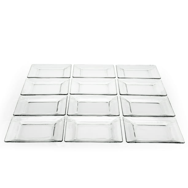Mainstays Square Glass Appetizer Salad Plates Catering Pack, Set of 12