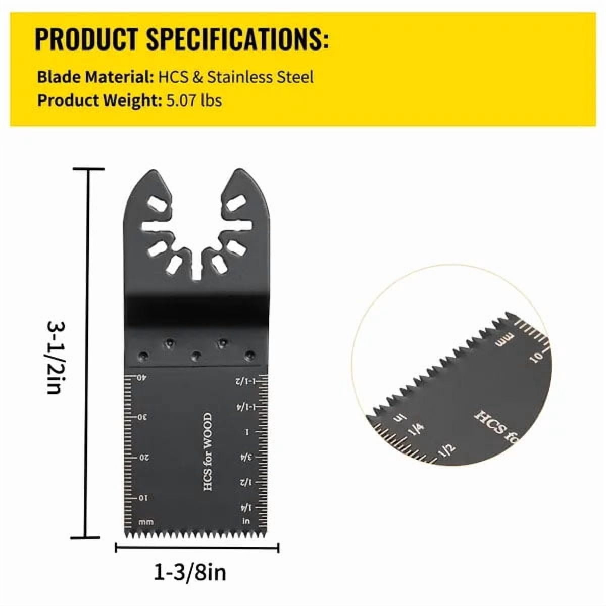 100PCS Oscillating Saw Blades, Quick Release Multitool Blades Kit, HCS Tool Blades for Wood Plastic, Compatible with Dewalt Dremel Fein Worx Bosch Makita Milwaukee