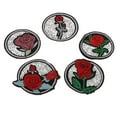 thumbnail image 1 of Rongfmy 5 Pieces Embroidered Rhinestone Rose Flower Patches Iron on Applique DIY Sewing, 1 of 8