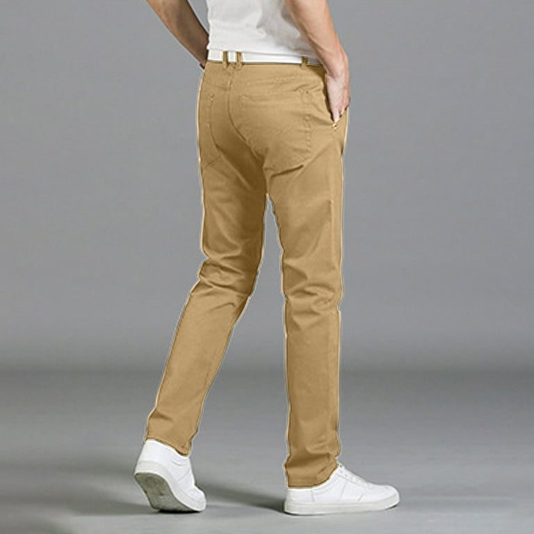 RYRJJ Men's Classic Slim Fit Stretch Chino Pants Solid Color