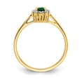 thumbnail image 2 of 14K Yellow Gold Ring Band Gemstone Emerald Oval Green Diamond Round, Size 8, 2 of 3