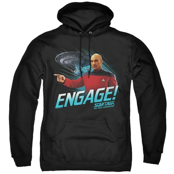 Star Trek Engage Adult Pullover Hoodie Sweatshirt Black