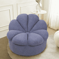 thumbnail image 2 of Magshion Soft Mohair Blooming Flower Lounge Chair, Home Upholstered Cushion Padded Lazy Sofa, Living Room Accent Couch Floor Chair, Grey Blue, 2 of 8