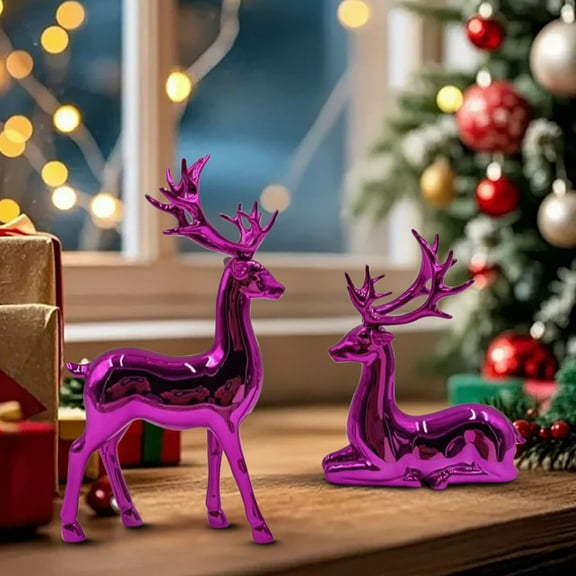 Reindeer Sculpture Christmas Decor,Exquisite Reindeers Statue,Imitation Christmas Reindeer Figurines,Xmas Tabletop Decoration for Mantel Living Room Bedroom Home