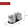thumbnail image 4 of Stainless Steel Sugar Bowl Set with Lid Spoon and Tray Seasoning Box Condiment Pots Sugar Container Seasoning Jar Kitchen Spice Container Canister for Salt Candy (Silver), 4 of 5