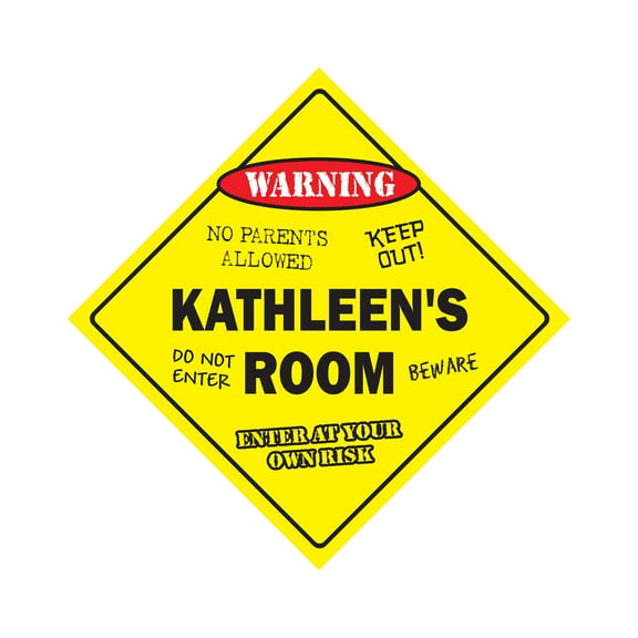 Kathleen's Room Sign Crossing Zone Xing | Indoor/Outdoor | 12" Tall kids bedroom decor door children's name boy girl
