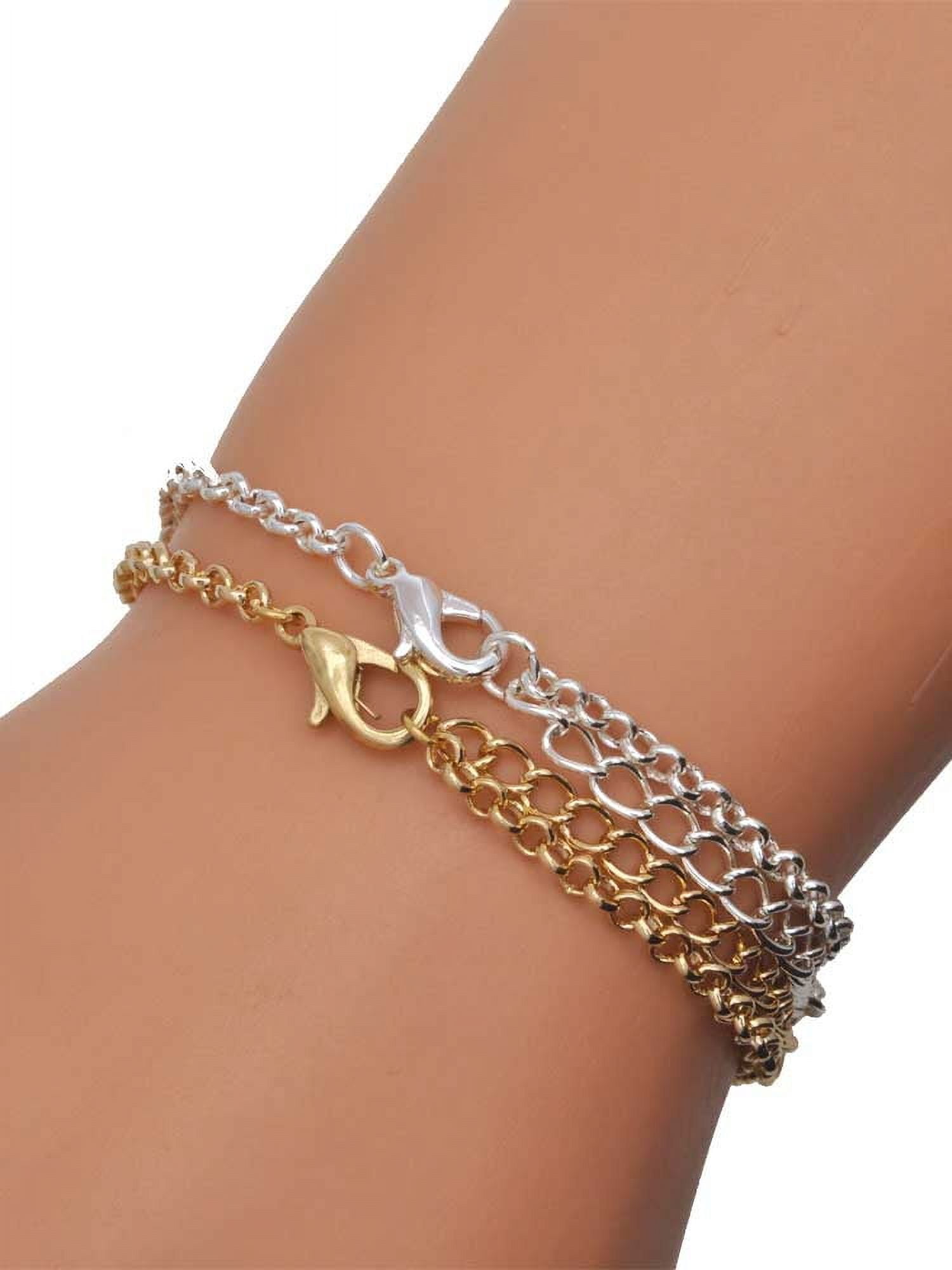 Delight Jewelry Silvertone Domed Contemporary Dance Splits Silvertone Dream Big Charm Bracelet, 7.5+2" Extender