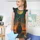 thumbnail image 4 of Balery Sunset Prairie Meditating Horse Camisón de princesa para niñas, pijama de algodón con mangas abullonadas, suave y bonito.-X-Large, 4 of 6