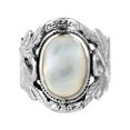 thumbnail image 1 of Beautiful Couple Swan Oval Wht MOP .925 Silver Ring-9, 1 of 6