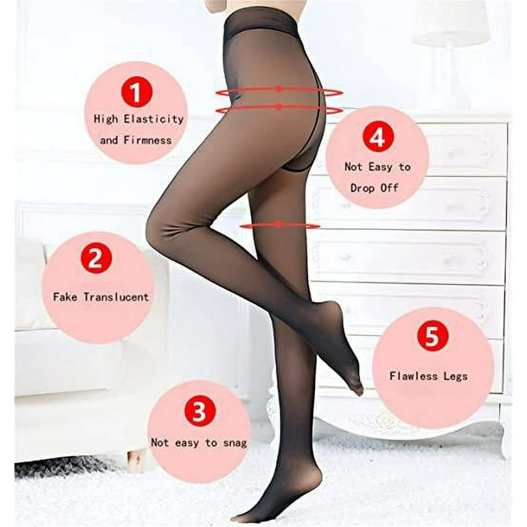 shuwee Fleece Lined Tights for Women Fake Translucent Nude Tights Leggings  Winter Warm Sheer Tights High Waisted Footed Thermal Pantyhose 