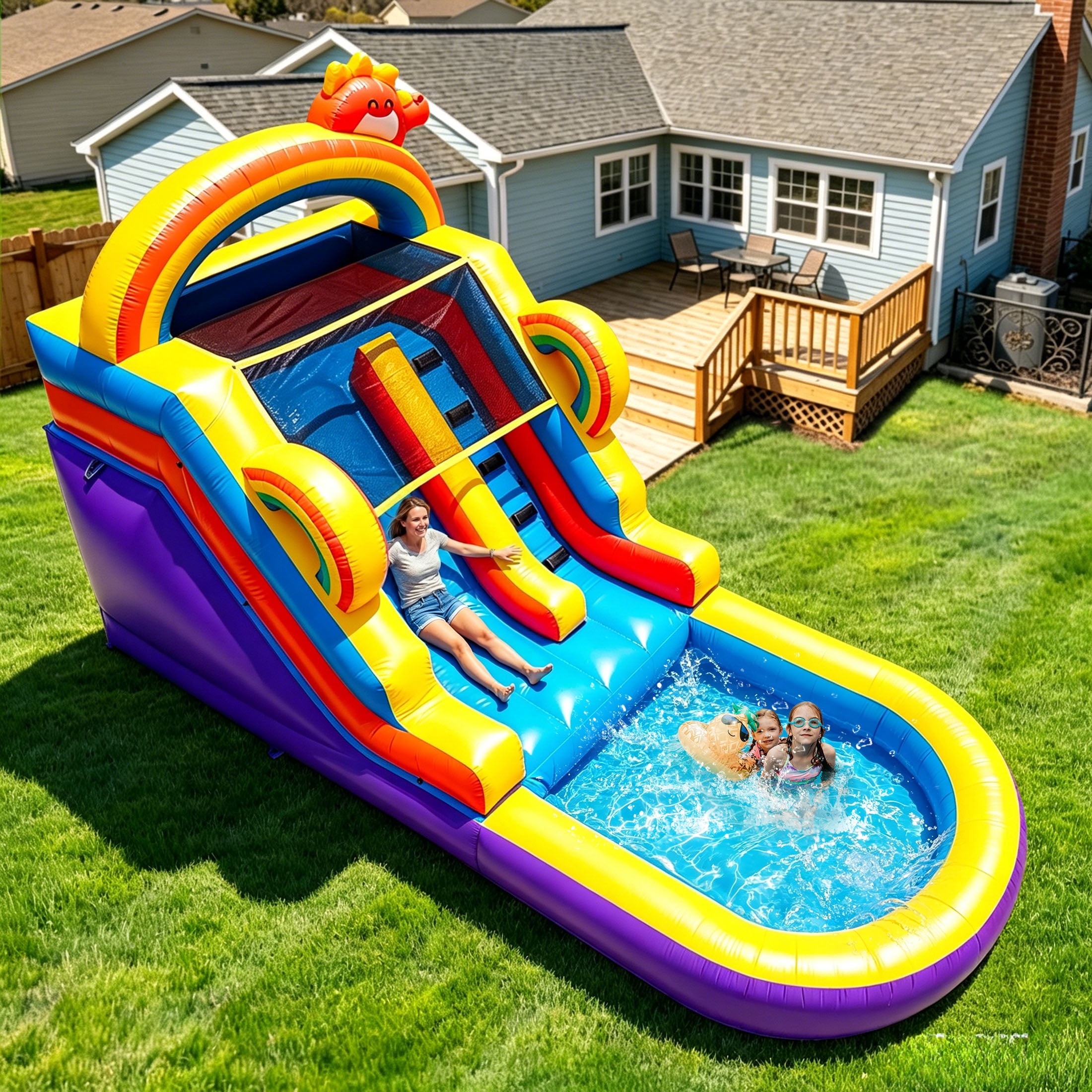 Relunch 21FT Inflatable Water Slide Commercial Grade PVC with Pool & Blower – Big Backyard Bounce House for Kids & Adults 21x9x12.8ft