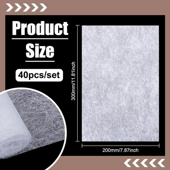 1set Non-woven Fabrics Double-sided Hot Melt Adhesive Film for Clothing Sewing Accessories White 300x200mm 40pcs/set