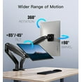 thumbnail image 4 of Dual Monitor Stand Adjustable Pneumatic Spring Monitor Mount for Two to Screens Long Height Range Sturdy VESA Mount with Clamp and Grommet Base Each Arm Supports up to ., 4 of 7