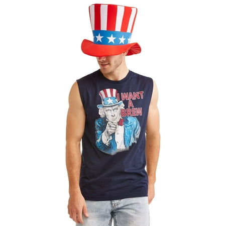 Americana Uncle sam men's graphic t-shirt combo with top hat