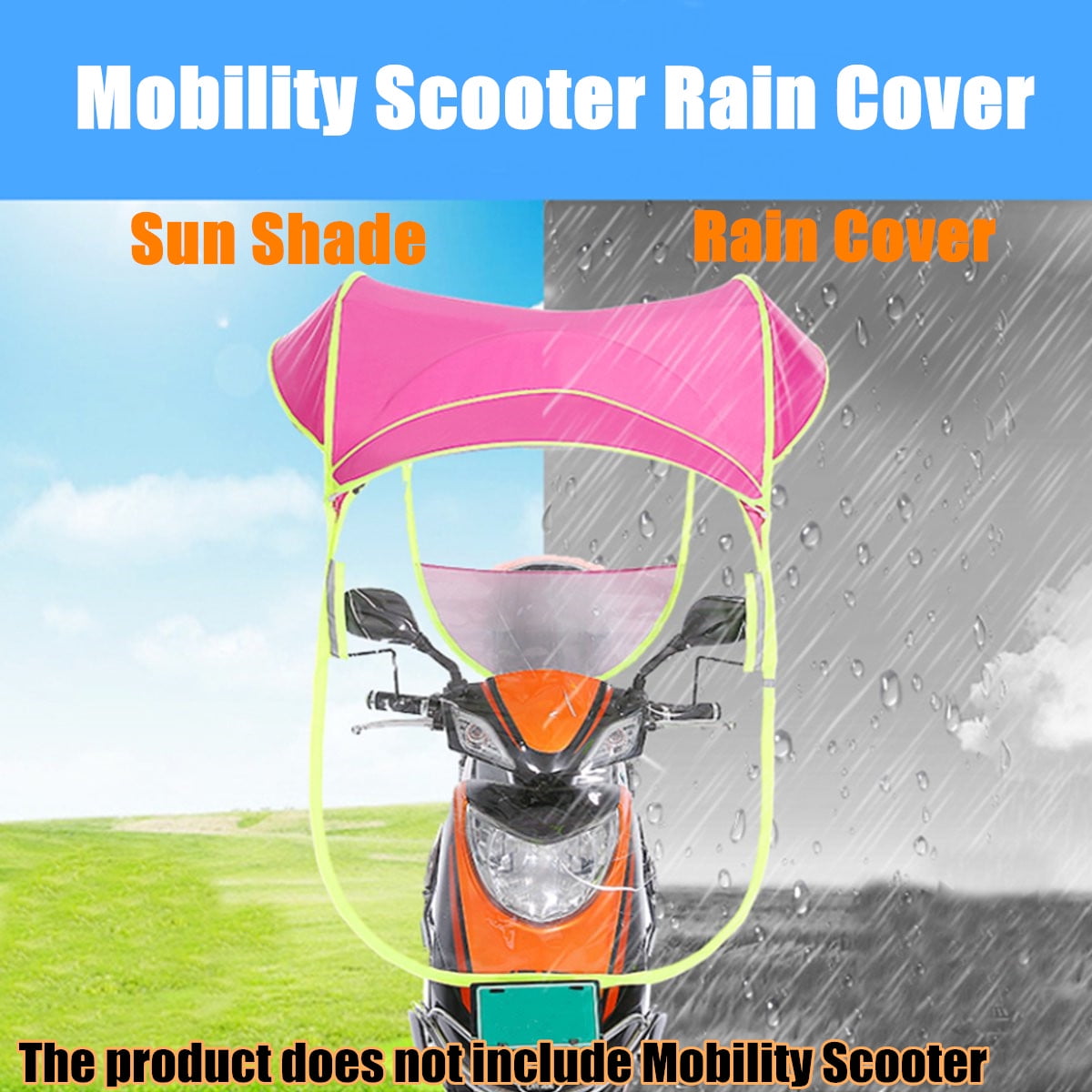 MILECN Fully Enclosed Motor Scooter Umbrella Mobility Sun Shade /& Rain Cover Waterproof,Universal,Blue,B