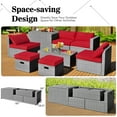 thumbnail image 4 of Costway 8PCS Patio Rattan Furniture Set Storage Waterproof Cover Red Cushion, 4 of 10