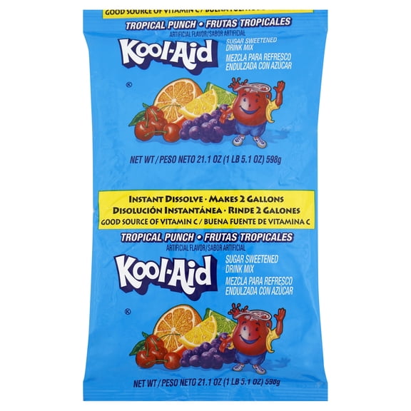 15 PACKS : Kool-Aid Tropical Punch 15 Count 2 Gallon