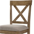 thumbnail image 5 of Weathered Oak Bar Stools Set of 2 with Cross Back, Beige Fabric Counter Height Wood Stools for Kitchen, 5 of 7