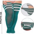 thumbnail image 2 of Calcetines altos hasta el muslo para mujer de talla grande para muslos gruesos - Extra largos a rayas gruesos, 2 of 5