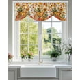 thumbnail image 2 of Autumn Theme Tie Up Valances Curtain, Adjustable Kitchen Orange Pumpkin Floral Maple Leaf Linen Texture Valances for Windows Decor, Rod Pocket Short Curtains Set for Bedroom/Bathroom, 42"x12", 2 of 8
