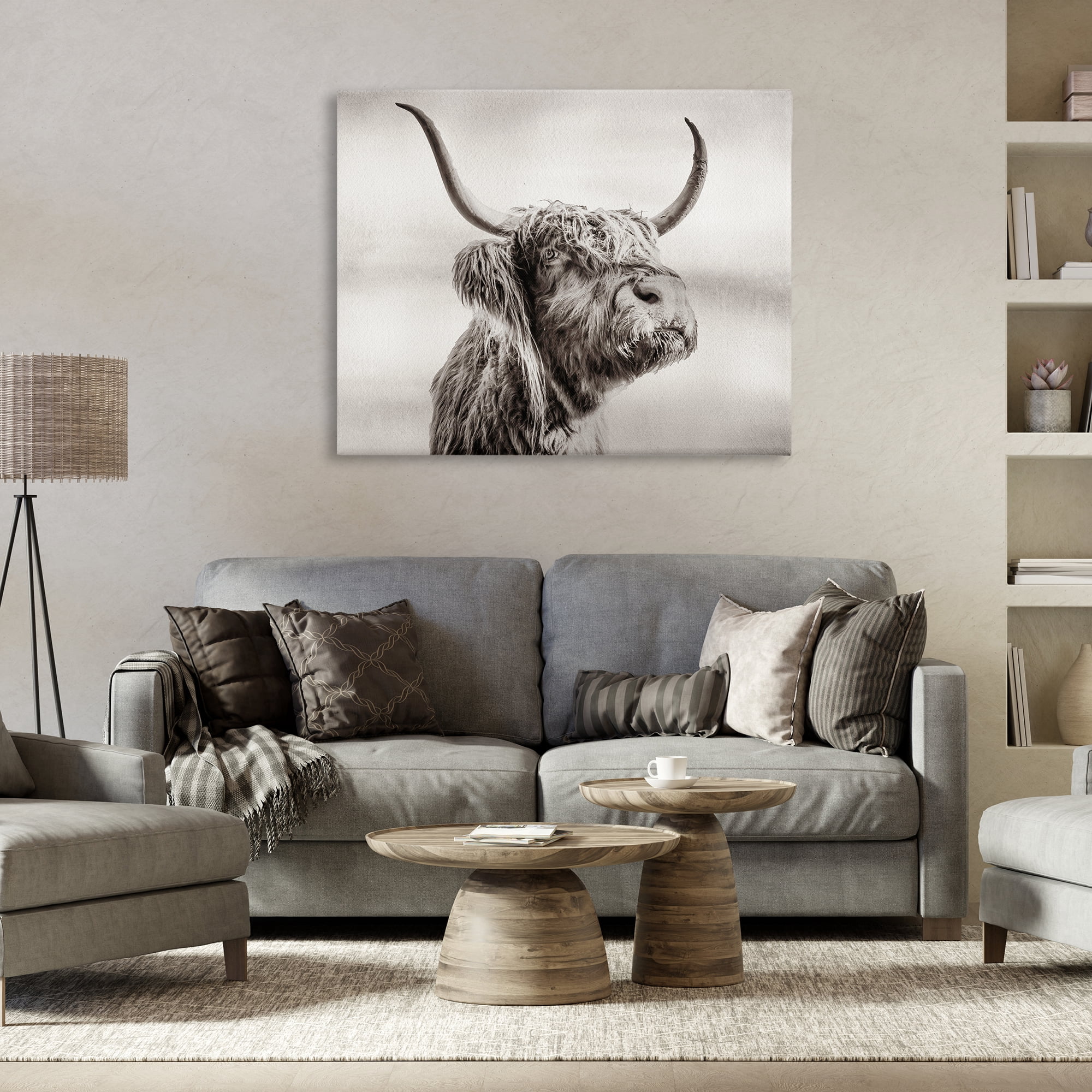 Stupell Industries Horned Highland Cow Gazing Canvas Wall Art, design by Julia Frost