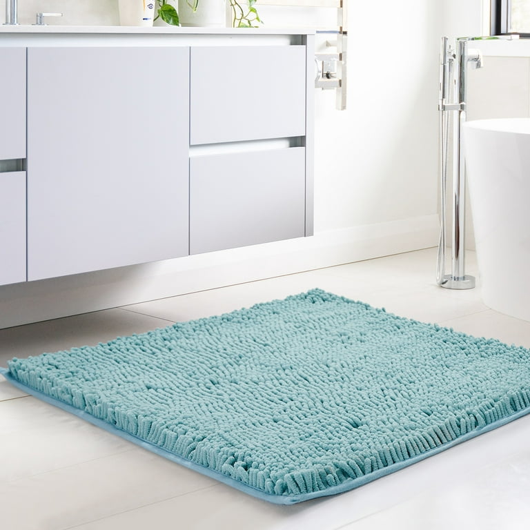 Deconovo Bathroom Rugs, 17x24 , Non-Slip Chenille Bath Rug, Quick Dry  Absorbent Bathmats for Shower Floor, Blue