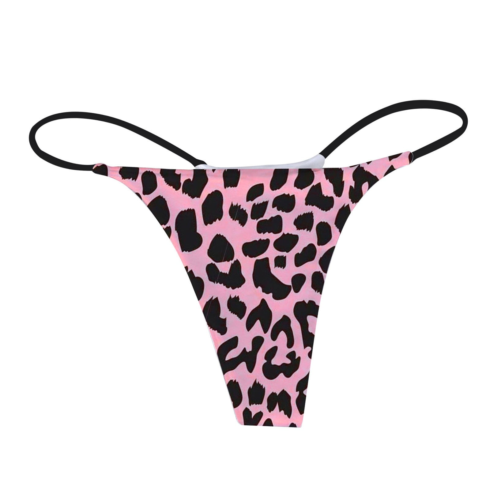 Sksloeg Plus Size Thongs Leopard Printed Bottom Low Rise G-String Panties  Low Waist T Back String Underpants Gift for Women,Pink L