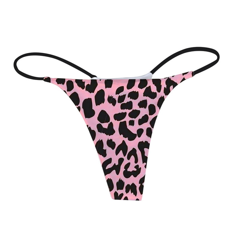 Sksloeg Cotton G-String, Leopard Printed Cotton Underwear Low Rise Panties  Woman G-String Thongs Bottom,Pink XL