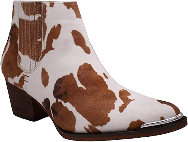 Cow print ankle booties Clearance
