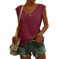 thumbnail image 2 of PVCS T-Shirt Blouse Décontracté pour Femme à Col Rond, Ample, Doux, à Manches Courtes Style Cap, Couleur Unie, 2 of 5