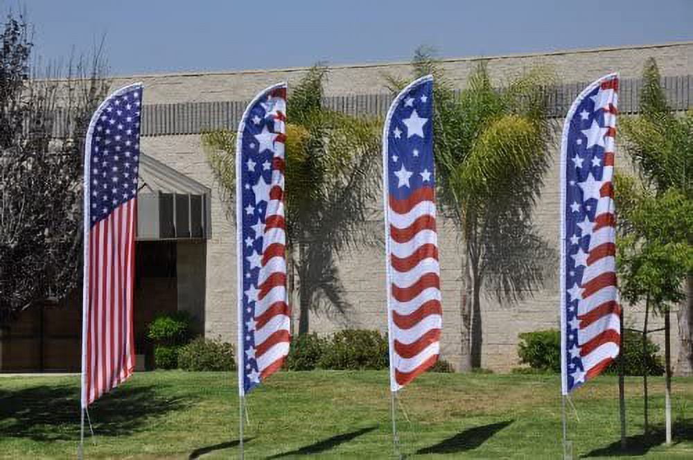 Happy 4th of July Advertising Feather Banner Swooper Flag Sign with Flag Pole Kit and Ground Stake