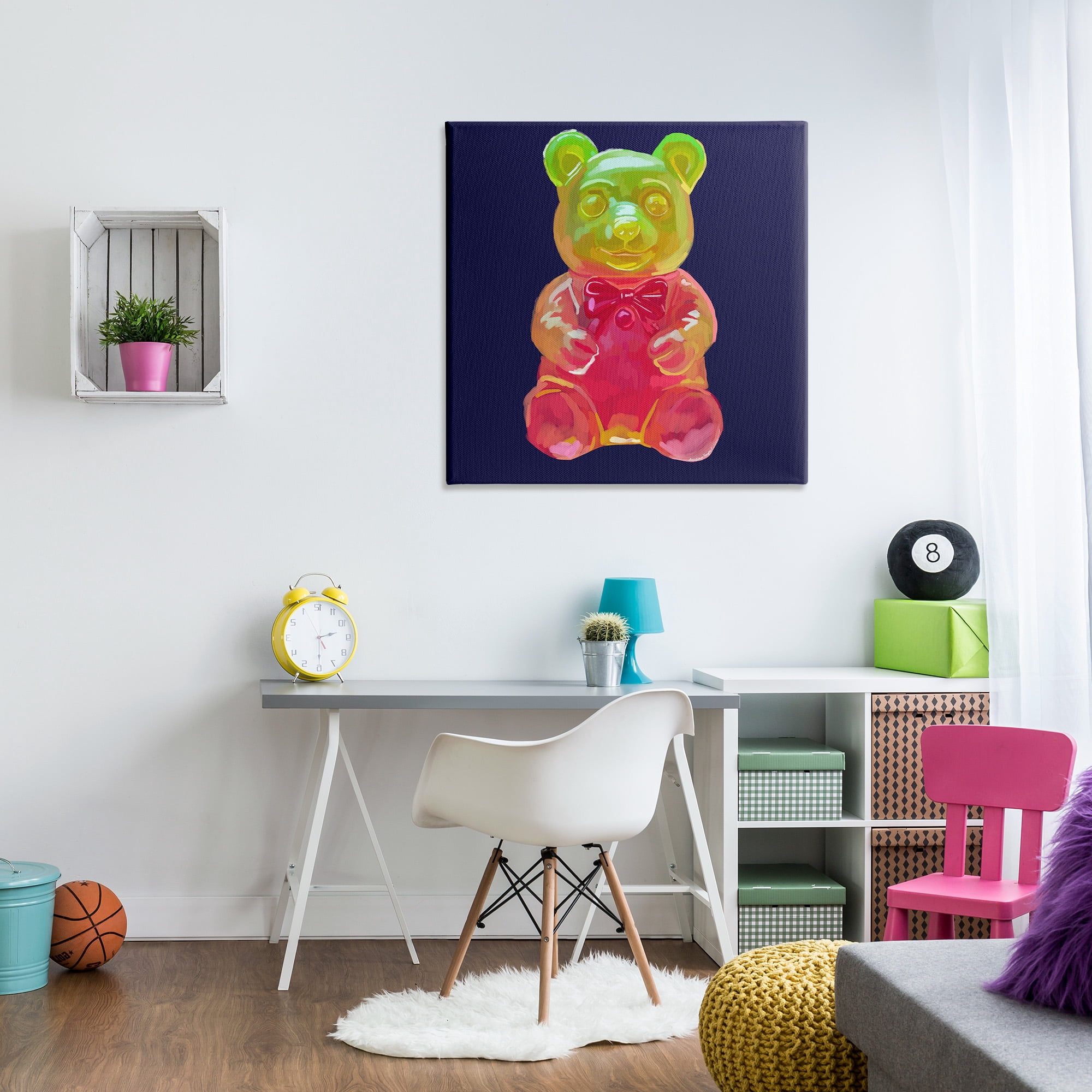 Stupell Industries Candy Bear on Blue Food & Beverage Painting Gallery Wrapped Canvas Art Print Wall Art, 36 x 36