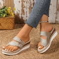thumbnail image 6 of LOVZFMLL Chunky Wedges Sandals for Women Summer Casual Toe Loop Thong Slippers for Beach Comfort Walking Outdoor Open Toe Slip On Gold 5.5, 6 of 9