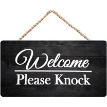 Wooden Sign Welcome Please Knock Wall Hanging - Home Entryway Privacy ...