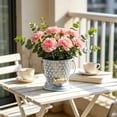 thumbnail image 3 of Aged Metal Flower Bucket for Garden and Home Decor with Carry Handle, Rustic Iron Planter Pot for Porch, Patio, and Indoor Use(Blue A), 3 of 5